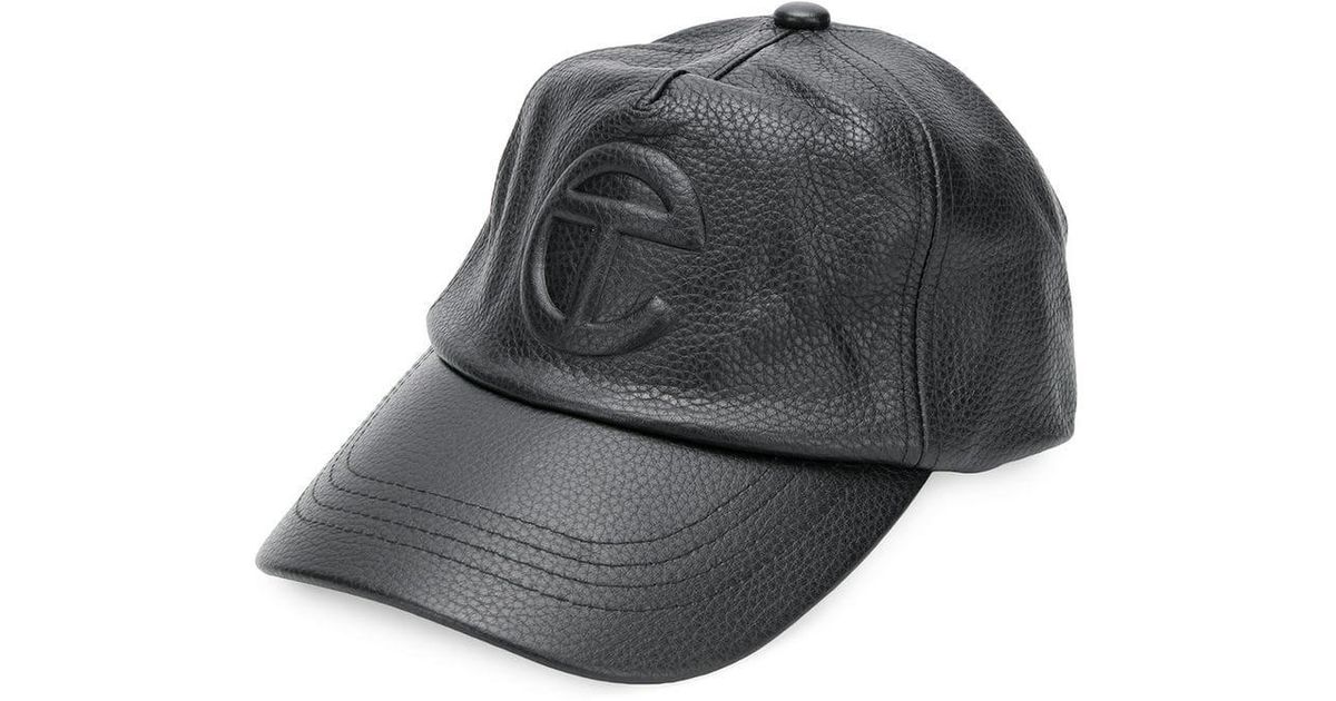 Telfar Leather Logo Cap in Black | Lyst 