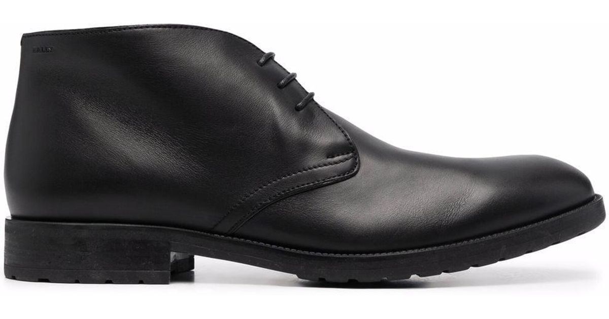 Bally Lace-up Leather Ankle Boots in Black for Men | Lyst