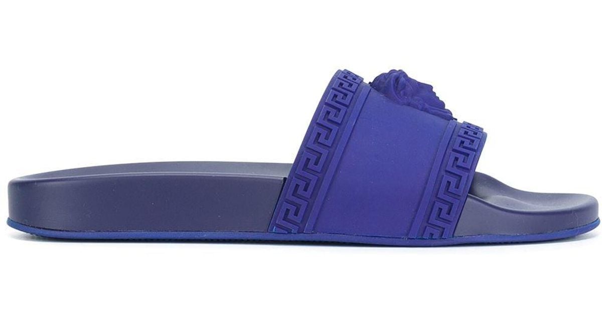 Versace Rubber Medusa Pool Slides in Blue for Men | Lyst