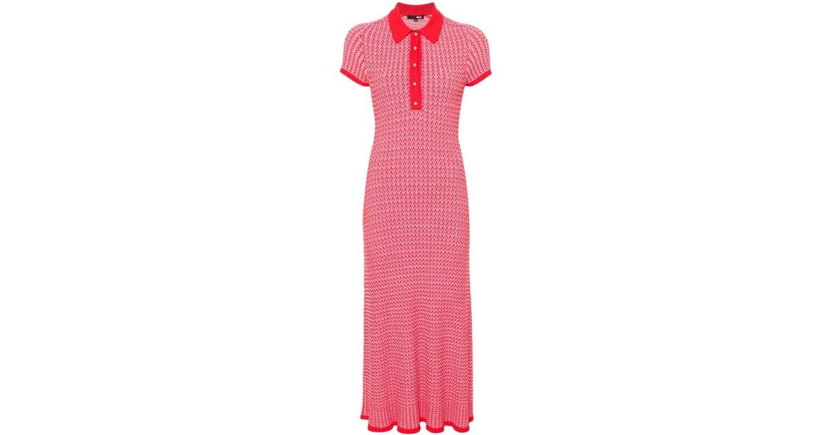 Maje Intarsia-Knit Maxi Dress in Pink | Lyst UK