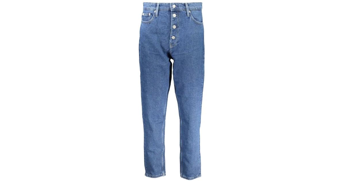 Calvin Klein Button-Fly Straight-Leg Jeans in Blue | Lyst