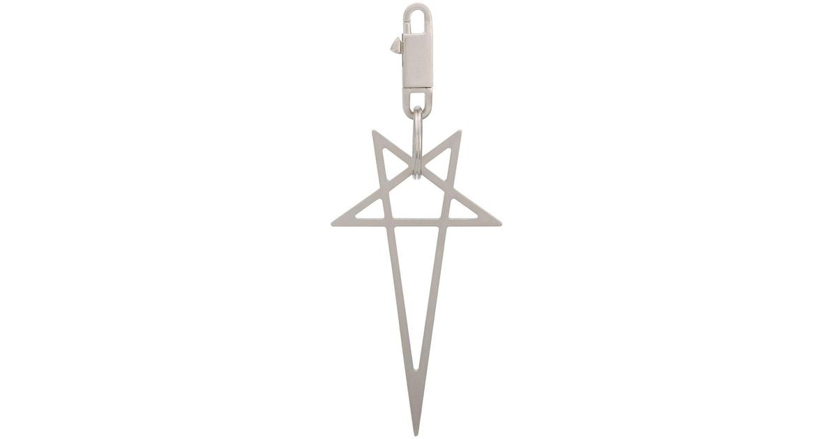 Rick Owens Pentagram Keychain in Silver (Metallic) - Lyst