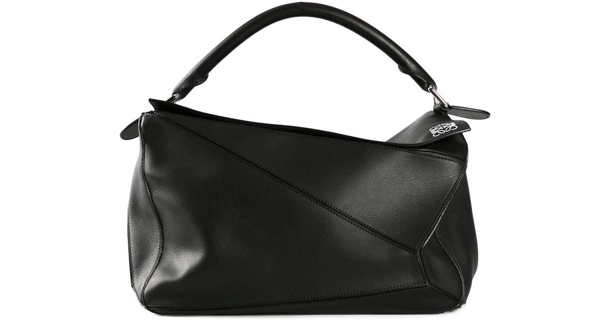 Loewe Puzzle Large Bag In Black Classic Calf