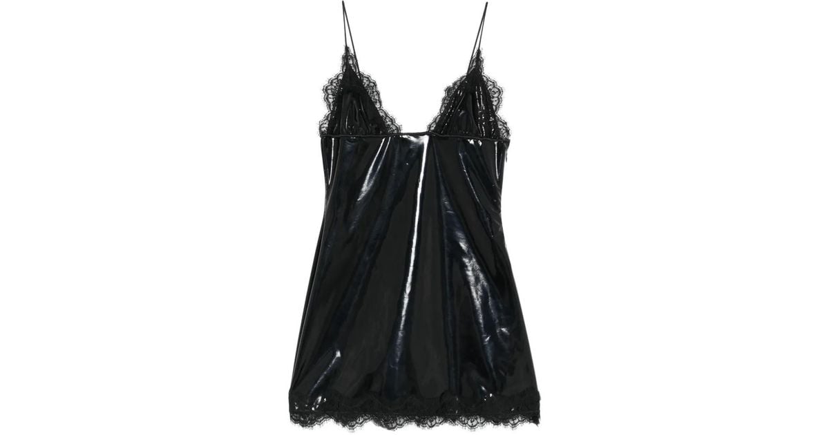 Osree Travaill Lace-Trim Mini Dress in Black | Lyst Osree Travaill Lace-Trim Mini Dress in Black | Lyst