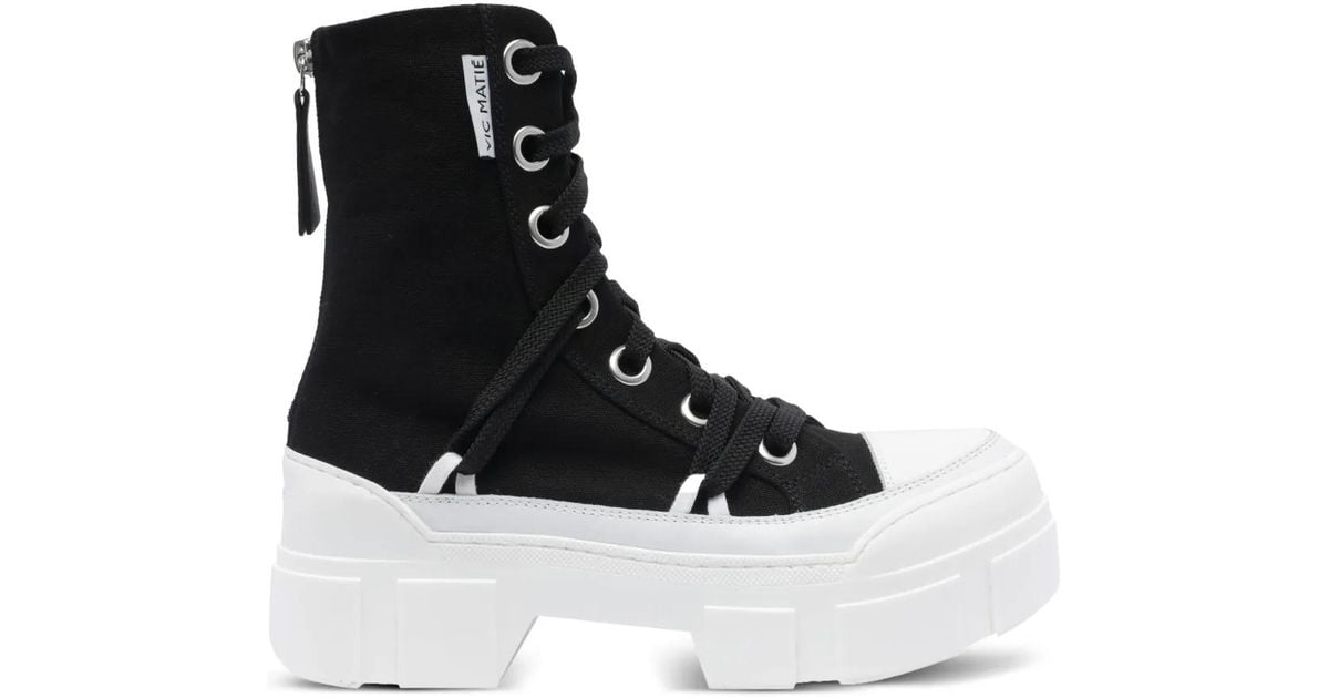 スニーカー Vic Matie Black Wedge Sole Sneakers With Textured Upper Vic Matié Canvas Platform Sneakers in Black | Lyst Canada