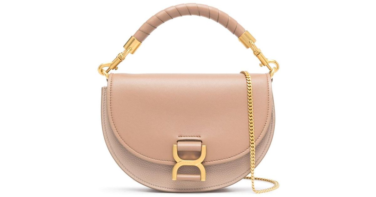 Chloé Marcie Flap Leather Tote Bag in White | Lyst