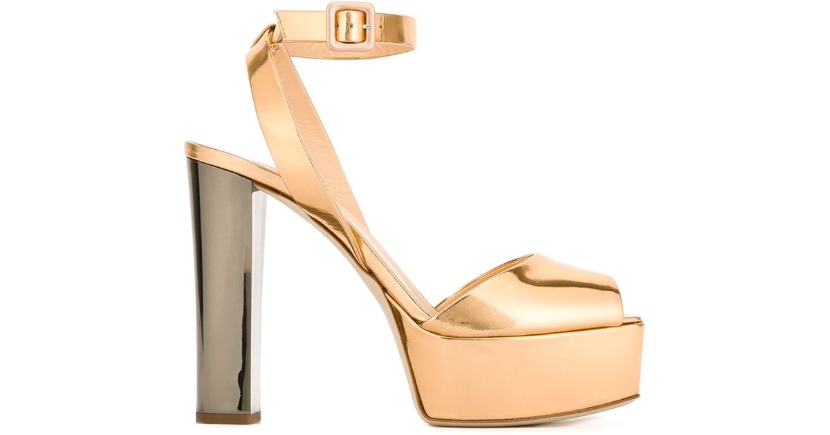 GIUSEPPE ZANOTTI Lavinia Glitter Leather Platform Heeled Sandals Size  IT37.5 | eBay