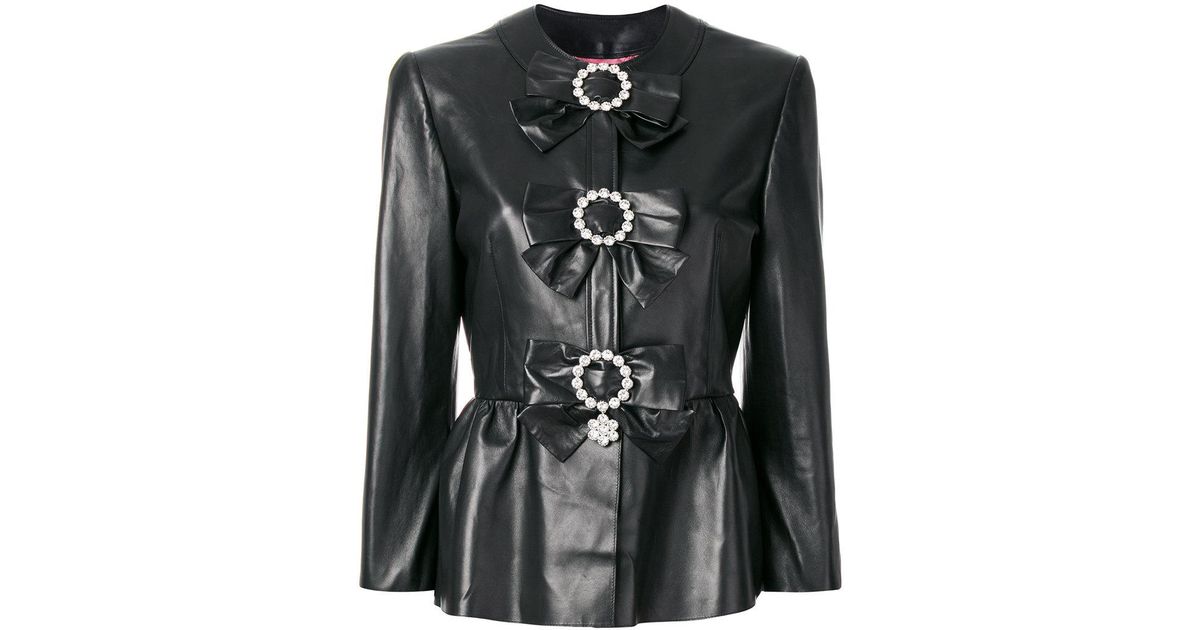 gucci bow leather jacket