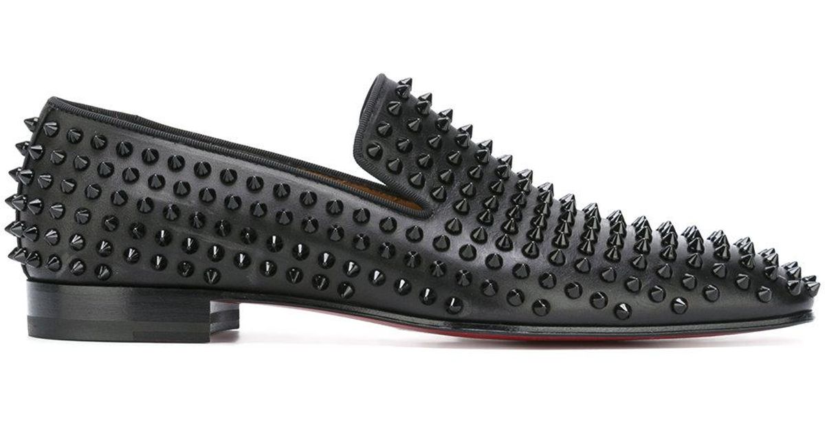 Christian Louboutin Dandelion Spikes Leather Loafers in Gray for Men | Lyst