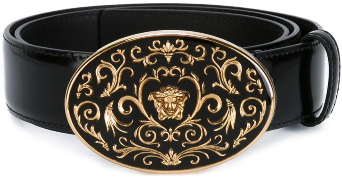 Versace Leather Baroque Medusa Buckle Belt in Black for Men Lyst