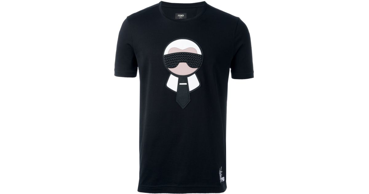 Fendi Cotton 'karlito' T-shirt in Black 
