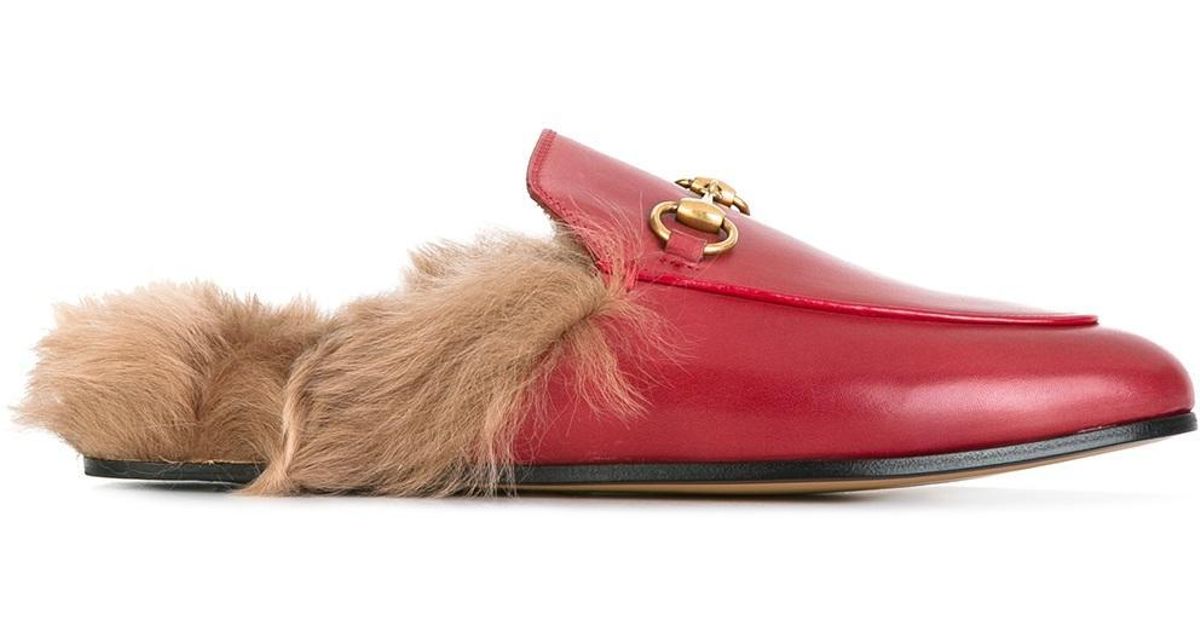 gucci mules with fur