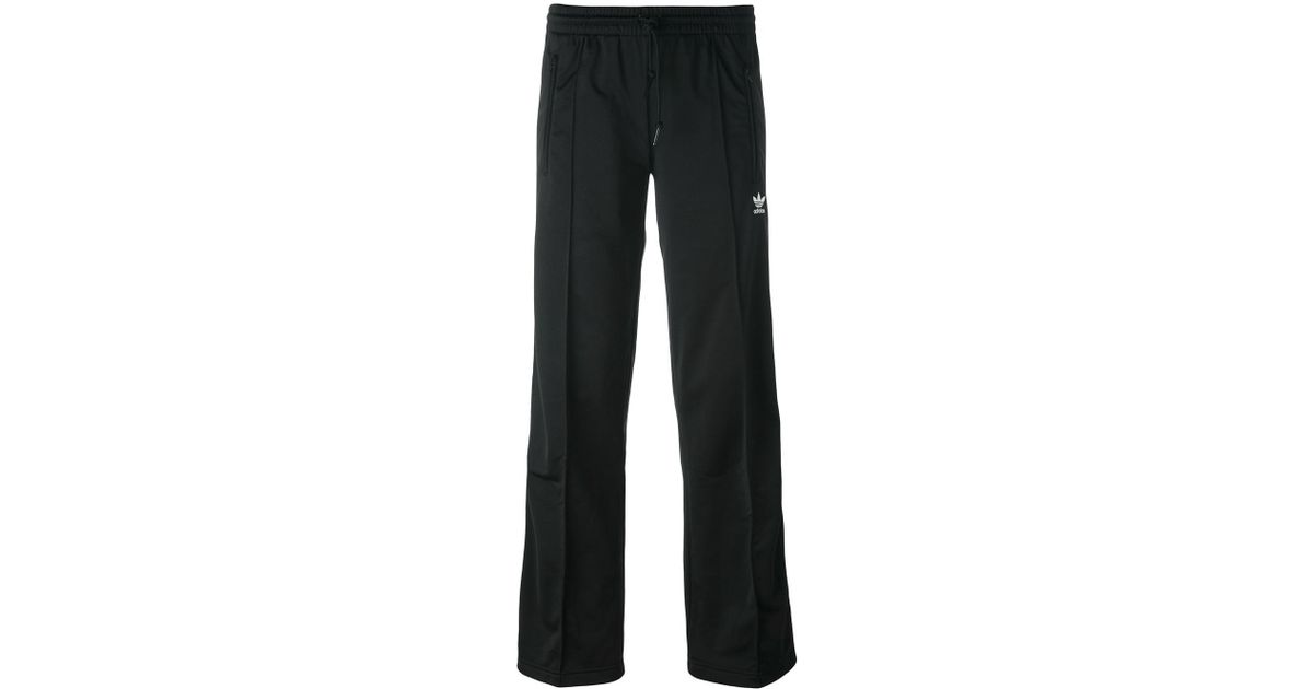 adidas Originals Synthetic Three Stripes Wide Leg Track Pants in Black | Lyst