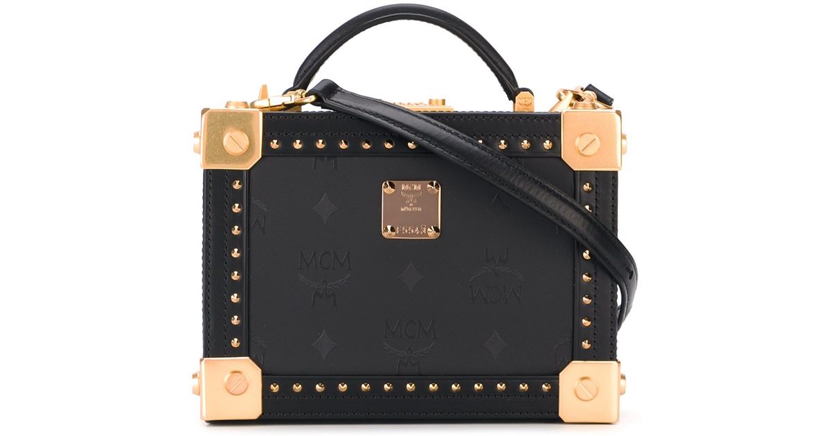MCM Leather Berlin Studded Box Tote Bag in Black | Lyst