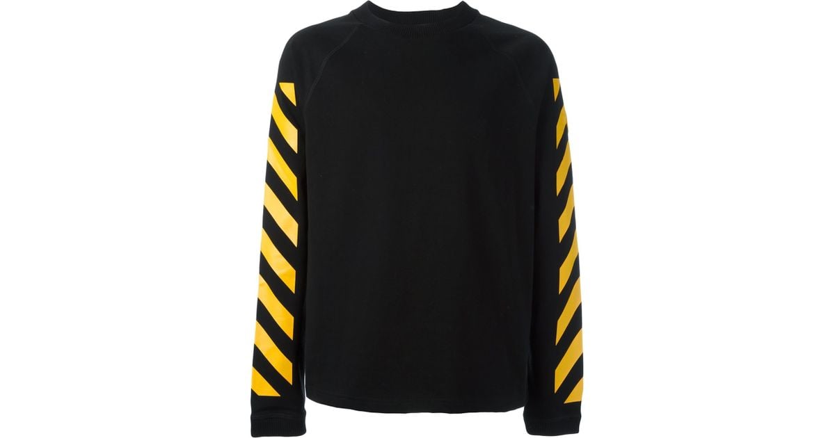 Moncler Cotton X Off White Striped Sweatshirt in Black for Men | Lyst