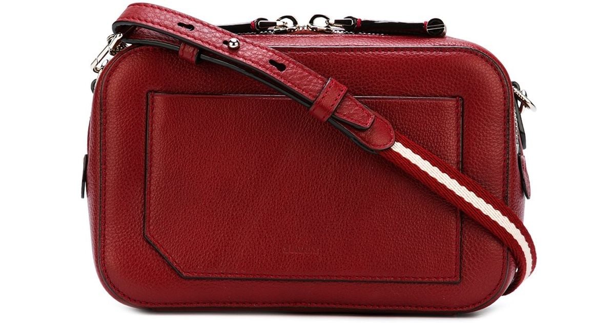 Bally Leather Striped Strap Crossbody Bag in Red Lyst