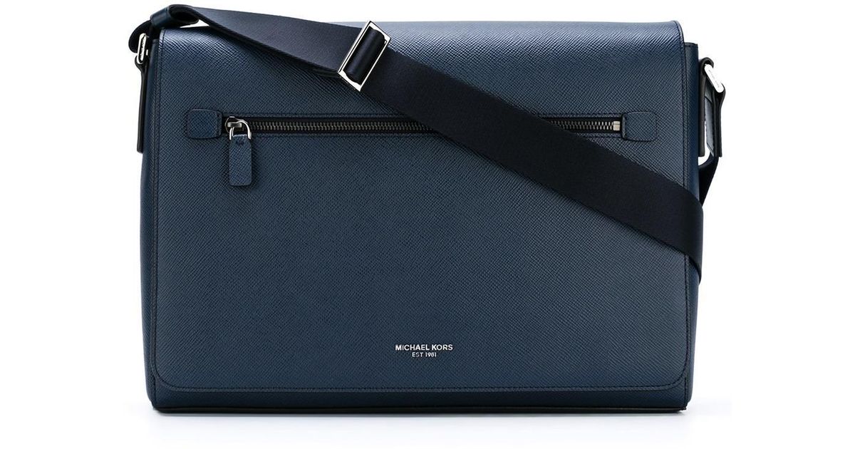 Michael Kors Leather Large 'harrison' Laptop Bag in Blue for Men - Lyst