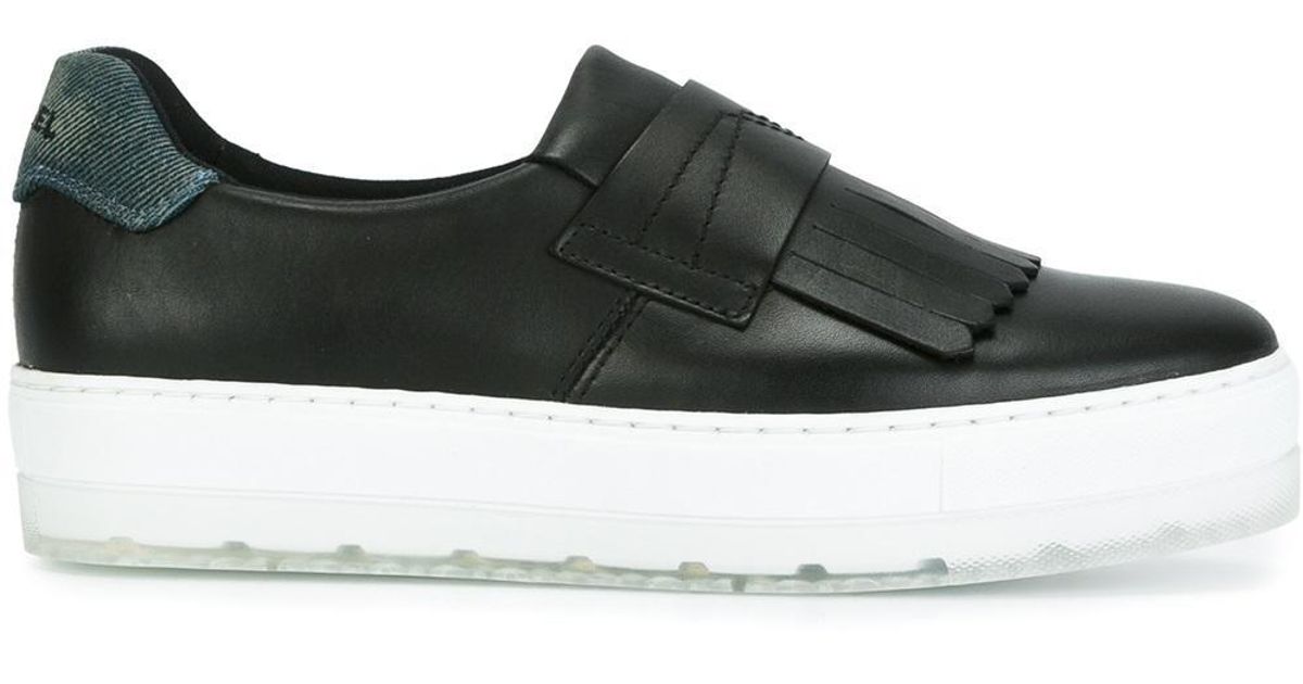 diesel panelled platform sneakers