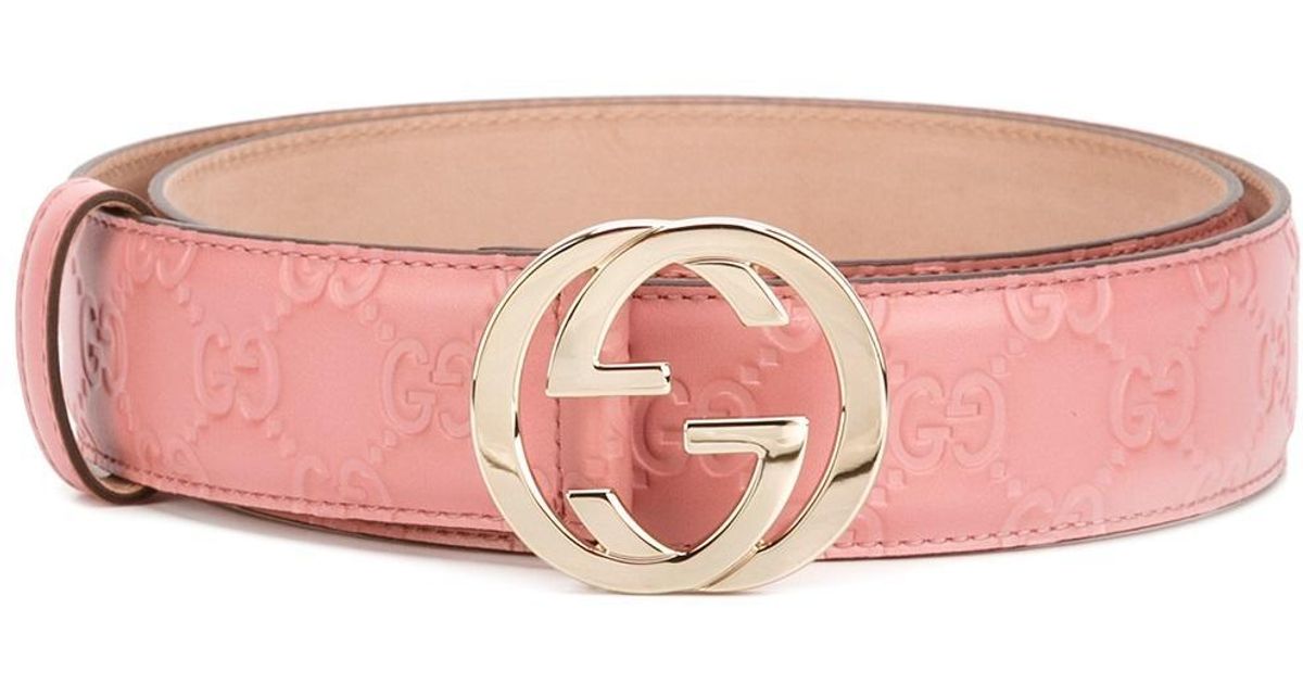 Gucci Leather Gg Supreme Belt With G Buckle in Pink/Purple (Pink) - Lyst
