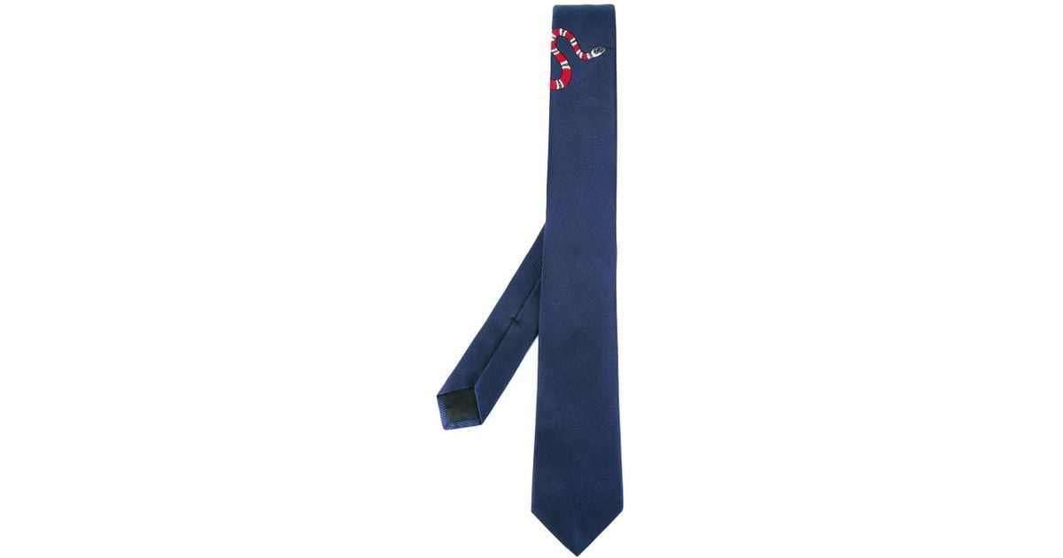 Gucci Silk Snake Print Tie in Blue for Men - Lyst