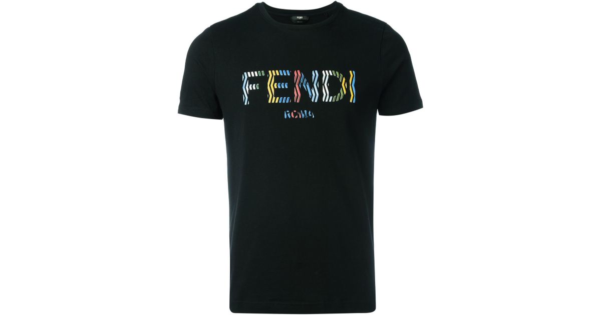 Fendi Cotton Roma T-shirt in Black for Men | Lyst