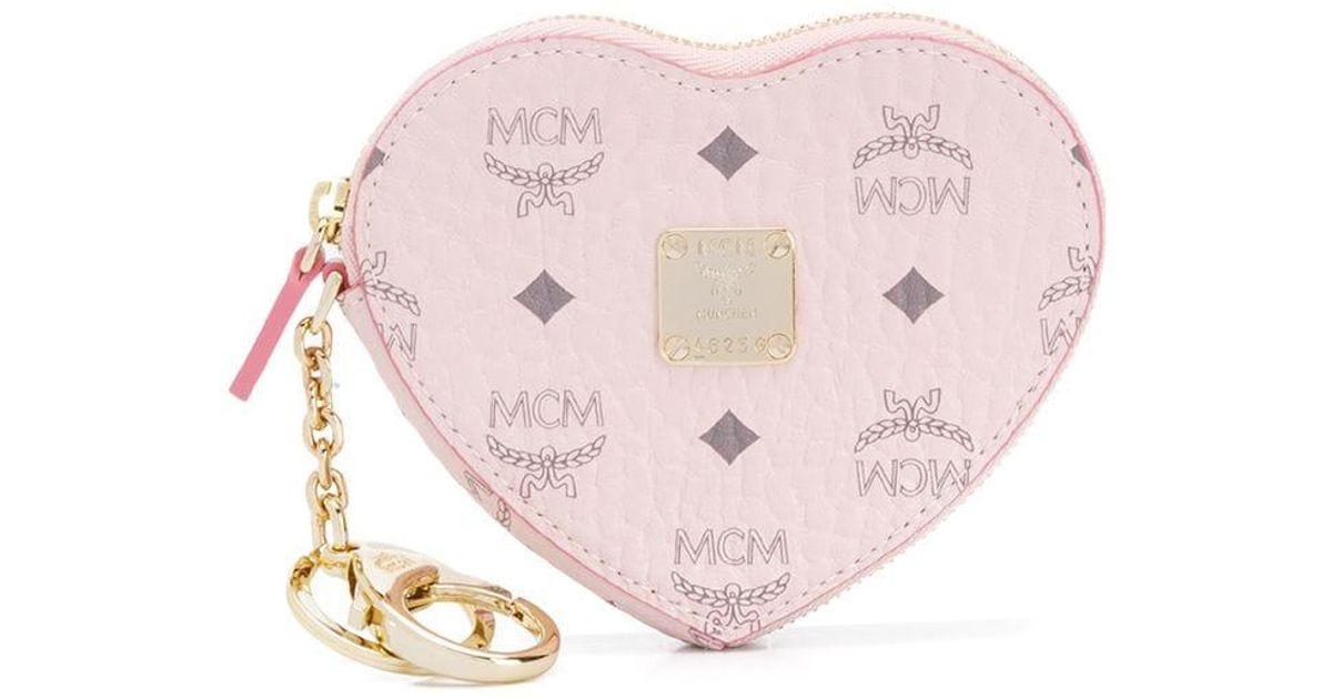 MCM Branded Heart Purse in Pink | Lyst