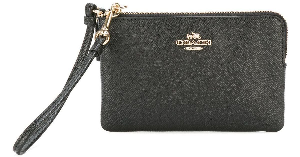 COACH Leather Logo Plaque Purse in Black Lyst