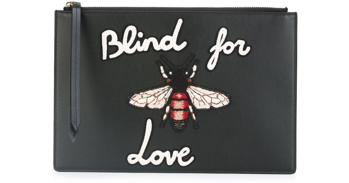 Gucci Leather Blind For Love Clutch Bag 