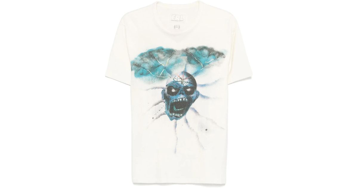 ERL Skull T-Shirt in Blue for Men | Lyst UK