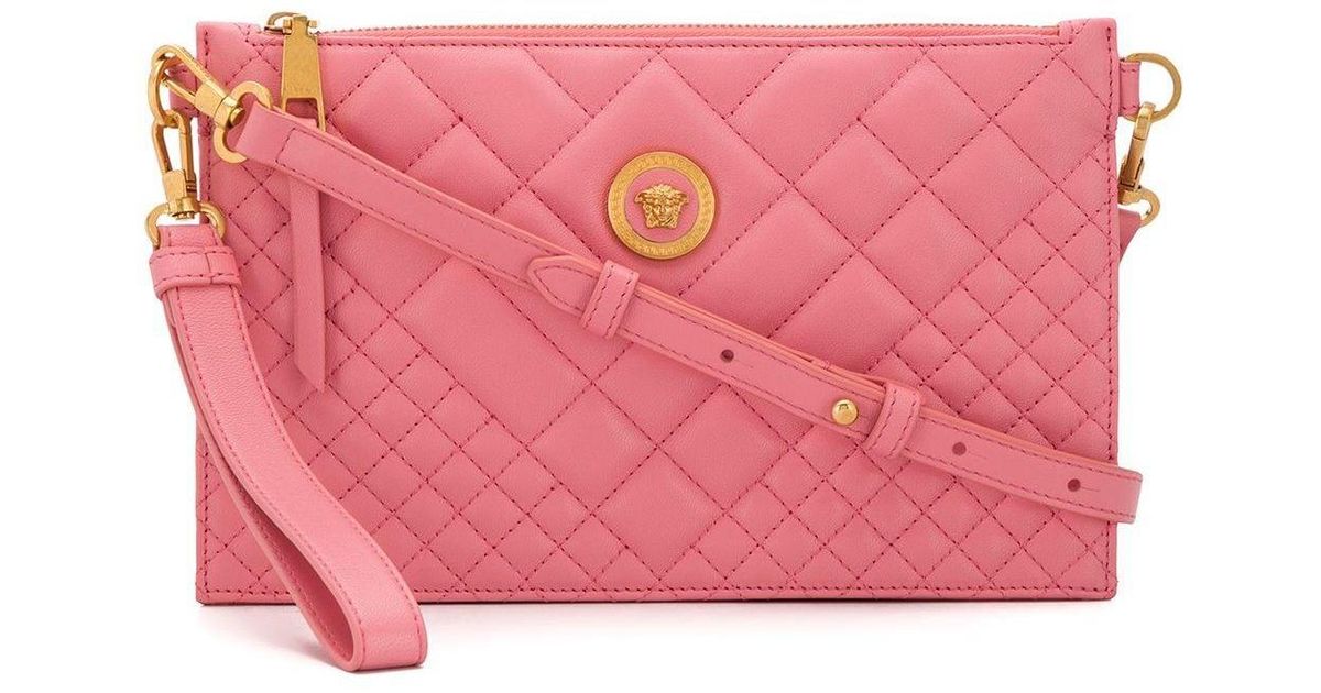Versace Leather Quilted Medusa Shoulder Bag in Pink Lyst