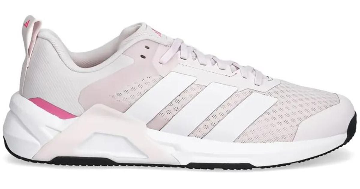 White Adidas With Pink Stripes