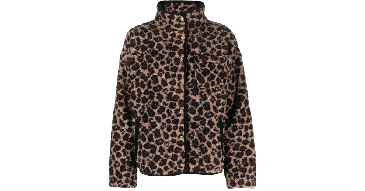 Barbour Leopard-print Fleece Jacket in Black | Lyst