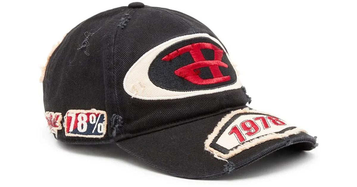 DIESEL ディーゼル キャップ ダメージ加工 C-Braff Men's Baseball cap with embroidered patches | Black | Diesel