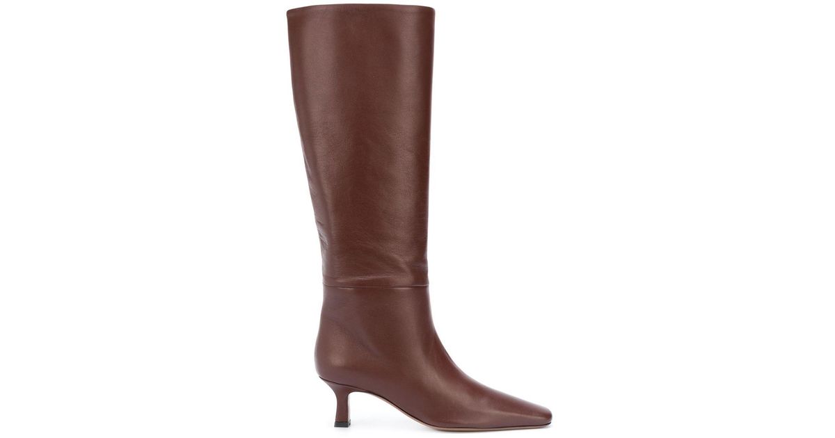 brown square toe platform boots