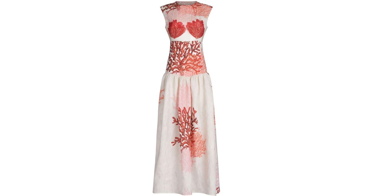 Silvia Tcherassi Leonor Coral-print Dress in White | Lyst Silvia Tcherassi Leonor Coral-print Dress in White | Lyst