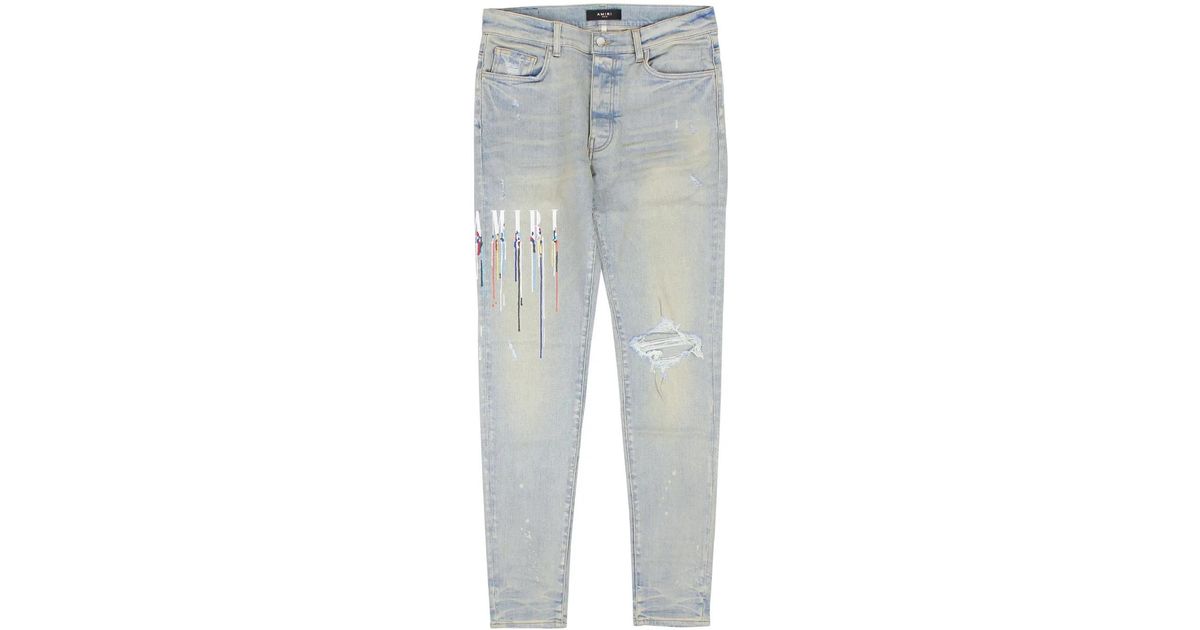 Amiri Paint Drip Logo Straight-Fit Jeans in Blue for Men | Lyst UK