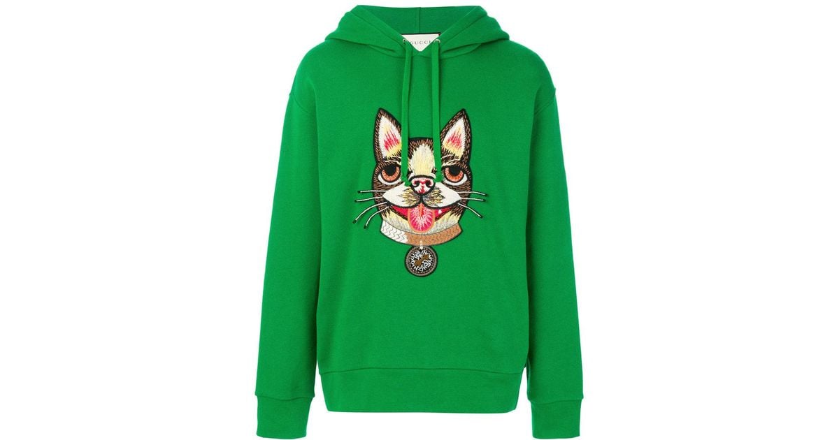 gucci dog embroidered sweatshirt