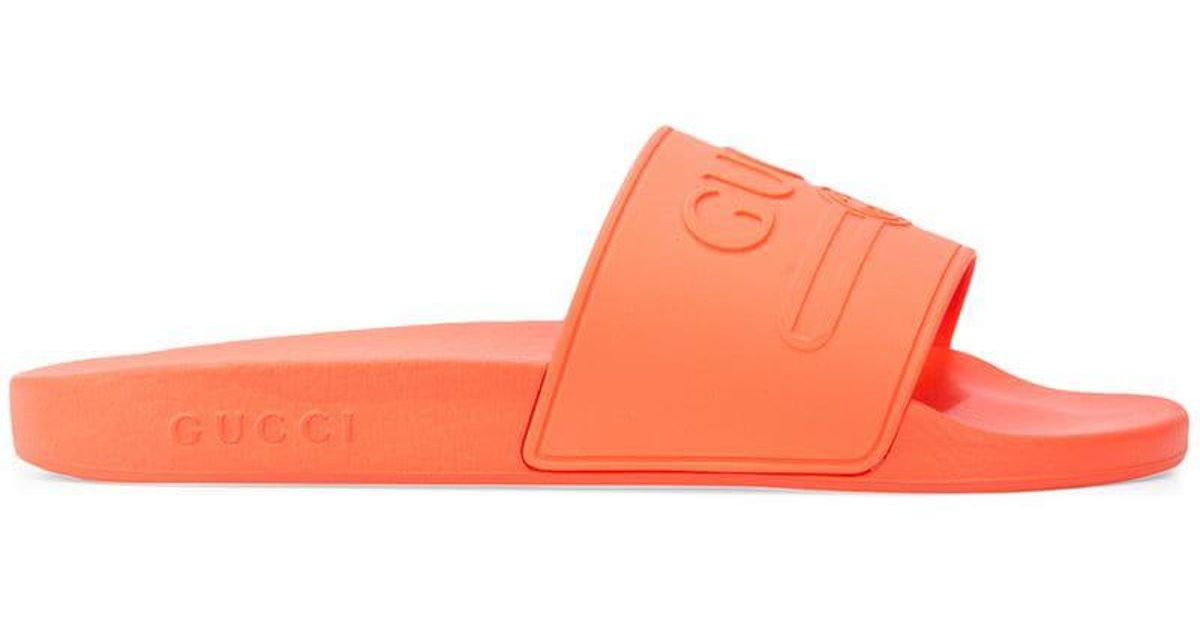 orange gucci flip flops