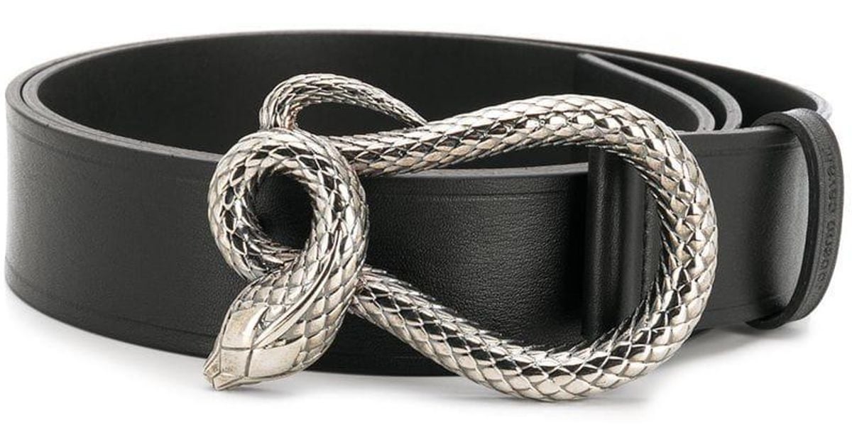 【Roberto cavalli】ロベルトカヴァリスネークバックル黒レザーベルト Just Cavalli Roberto Cavalli 3D Snake Buckle Black Leather