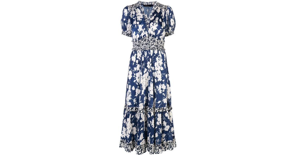 Ralph Lauren Pleated Floral-print Dress in Blue | Lyst Canada