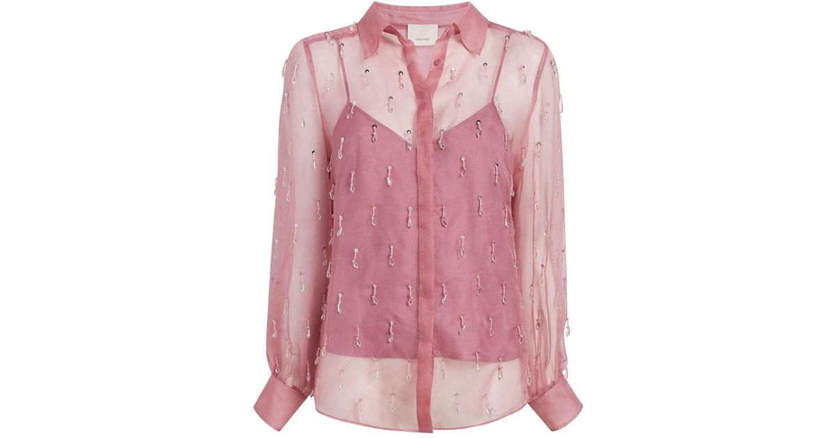 Cinq À Sept Kandice Crystal-embellished Shirt in Pink | Lyst