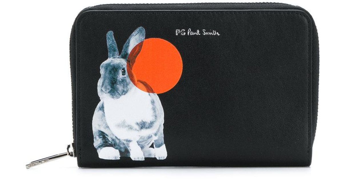 Ps By Paul Smith Leather Bunny Print Wallet In Black Lyst