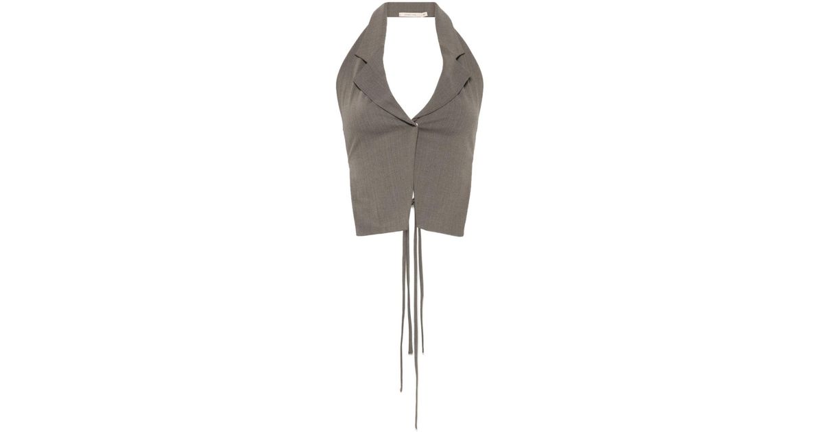 トップス Paloma wool vest LIS-Washed twill vest with front zipper and snap collar