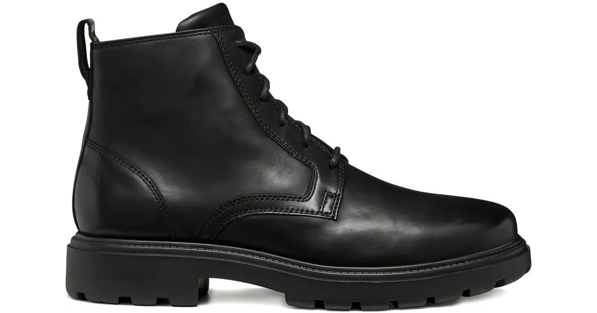 Geox Spherica Ec7 Lace-Up Leather Boots in Black for Men | Lyst