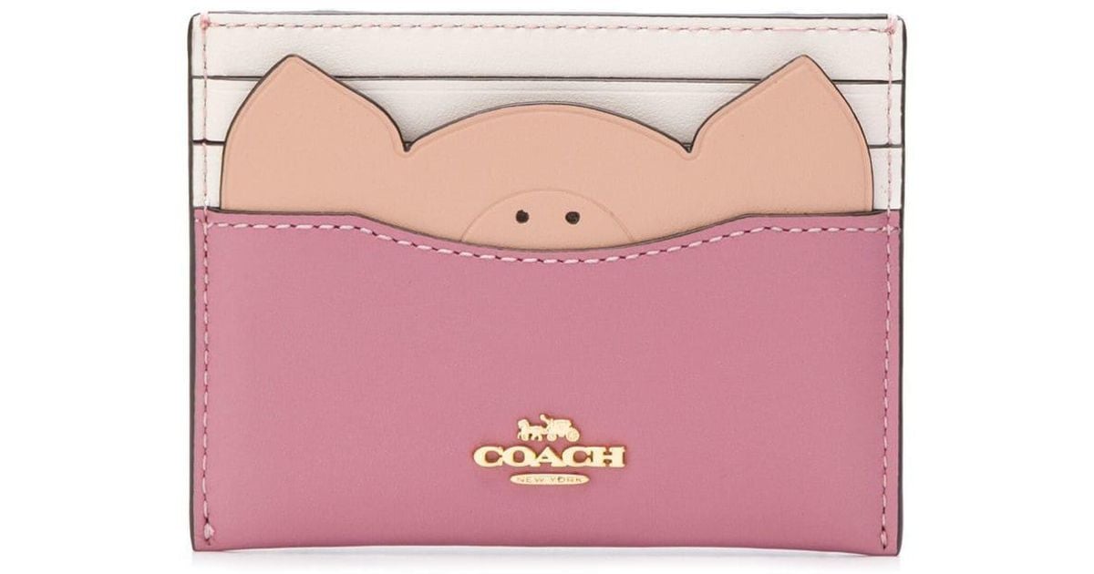 COACH Pig Cardholder in Pink