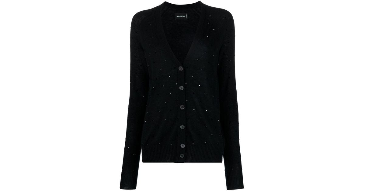 Zadig & Voltaire Jim Crystalembellished Cashmere Cardigan in Black