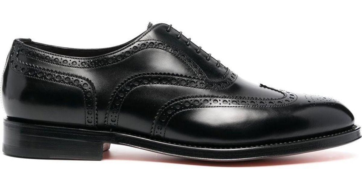 Santoni Leather Lace-up Brogues in Black for Men | Lyst UK