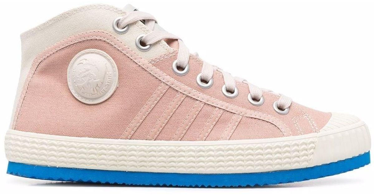 DIESEL Canvas Hightop Sneakers in Pink Lyst