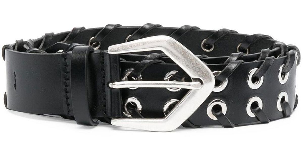 IRO Eyelet-detail Leather Belt in Black | Lyst