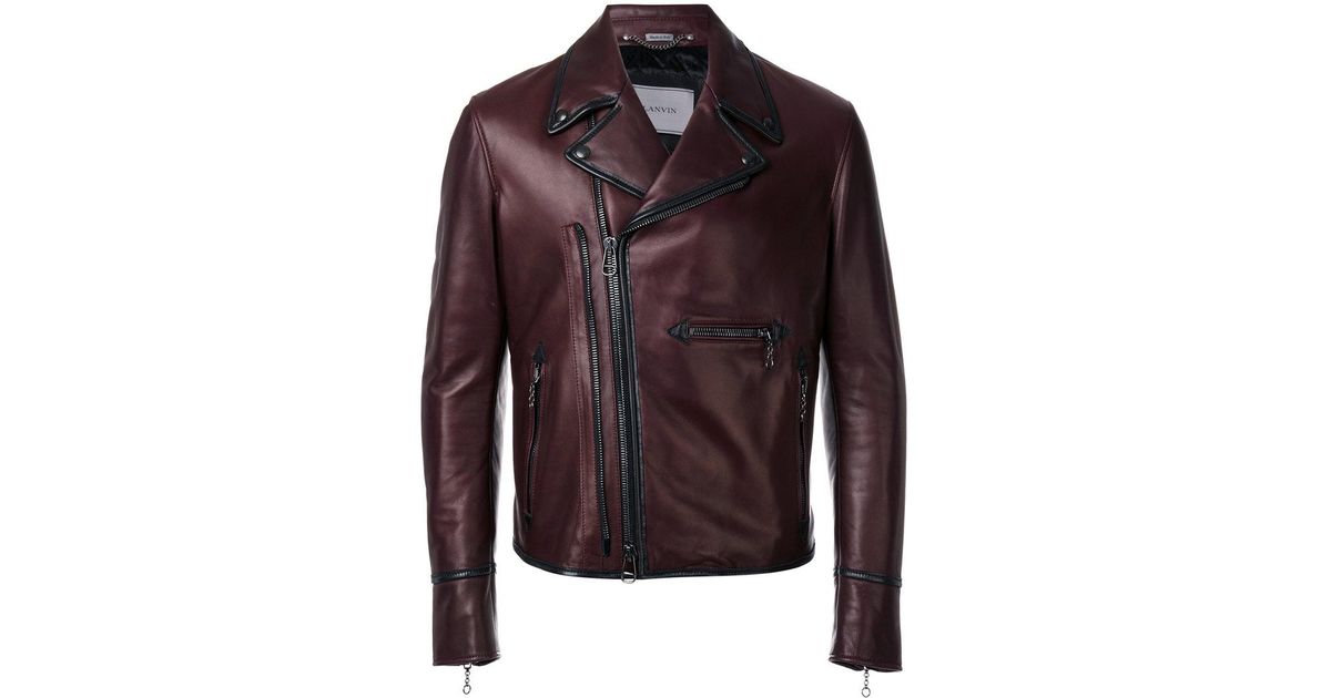 Lanvin Red Biker Jacket For Men